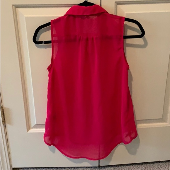 Pink Sheer button up Tank top - Picture 2 of 2
